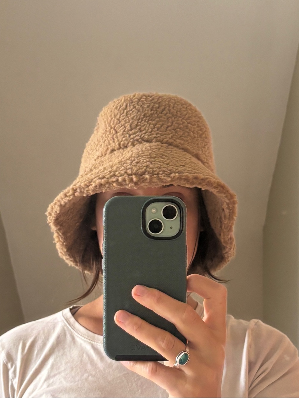 Lack Of Color Faux Shearling Bucket Hat in Camel
